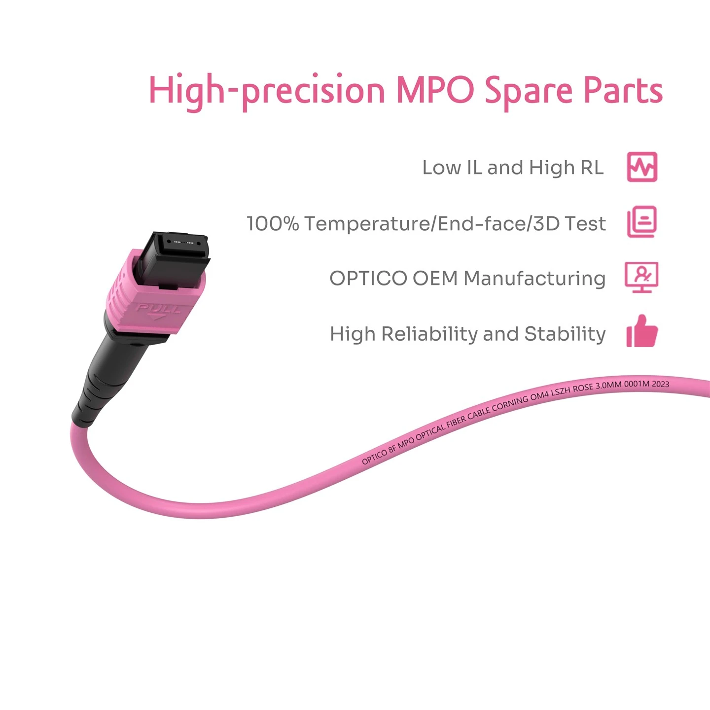 8F MPO Male To MPO Female Trunk Cable OM4